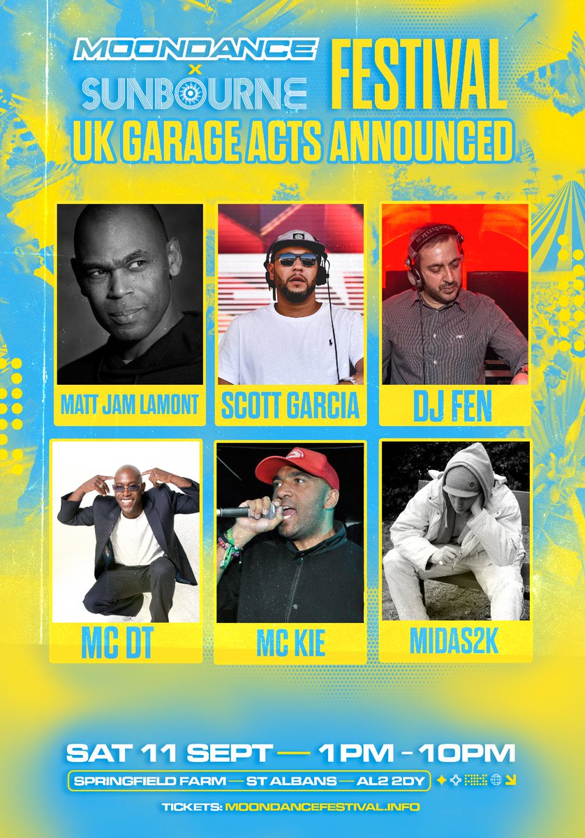 Moondance Events (@moondanceravers) on Twitter photo *IMPORTANT MOONFLASH*
Who wants a re-e-wind? Announcing the UK Garage icons that are <a href="/MattJamLamont/">Matt Jam Lamont</a> <a href="/DJScottGarcia/">Scott Garcia</a> <a href="/djfen1/">Dj Fen</a> <a href="/1MCDT/">MC DT</a> <a href="/1MC_KIE/">MC-KIE Garage Legend</a> <a href="/Midas2k/">Midas2k</a> as the latest additions to the Moondance x Sunbourne Festival at Springfield Farm on Saturday 11th September moondancefestival.info *IMPORTANT MOONFLASH*
Who wants a re-e-wind? Announcing the UK Garage icons that are <a href="/MattJamLamont/">Matt Jam Lamont</a> <a href="/DJScottGarcia/">Scott Garcia</a> <a href="/djfen1/">Dj Fen</a> <a href="/1MCDT/">MC DT</a> <a href="/1MC_KIE/">MC-KIE Garage Legend</a> <a href="/Midas2k/">Midas2k</a> as the latest additions to the Moondance x Sunbourne Festival at Springfield Farm on Saturday 11th September moondancefestival.info