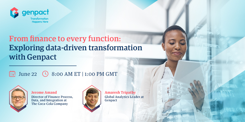 Genpact's tweet image. Discover how Genpact makes #DigitalTransformation a reality in finance – join us at @CoriniumGlobal #DataAnalyticsLive ow.ly/BiJE50F2cZT