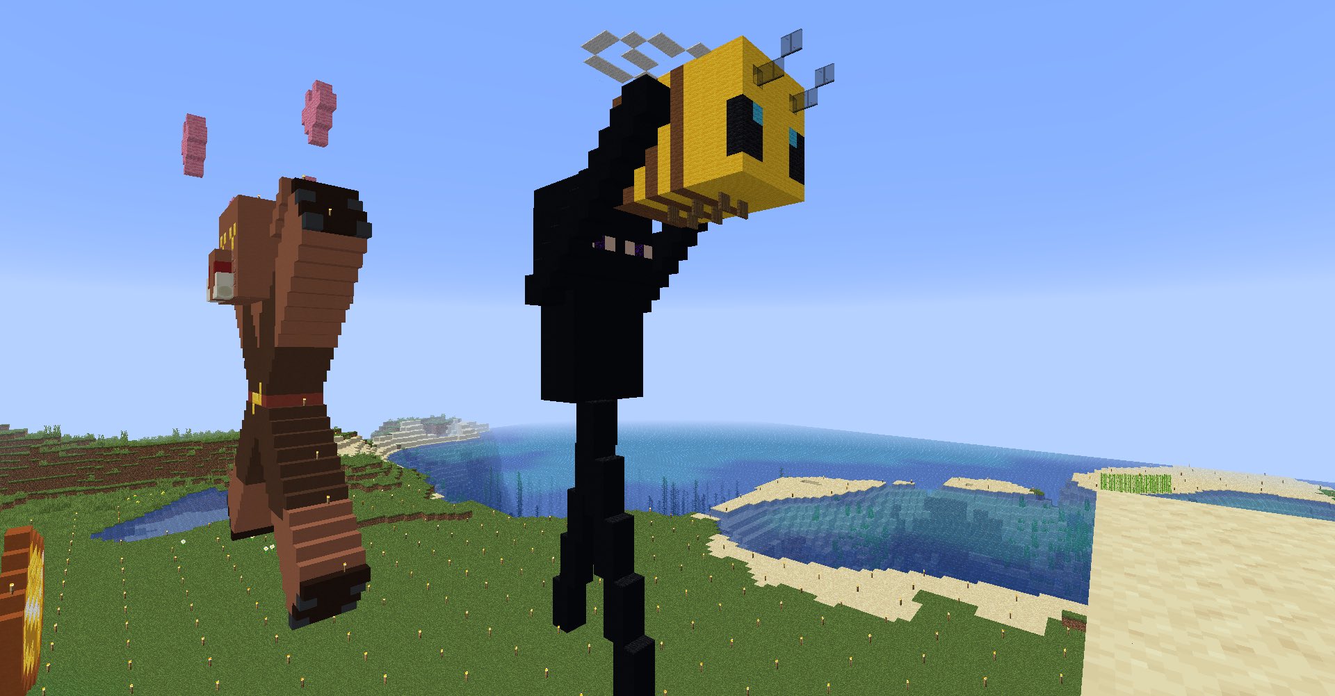 宝条みちる Minecraft Rt Suzu 6 蜂さん捕まえたエンダーさん作って とアイデアもらったので作りました めちゃかわいい Minecraft Minecraft建築コミュ バニラ建築学部 サバイバル建築 マイクラ建築 T Co Aiic5t Twitter