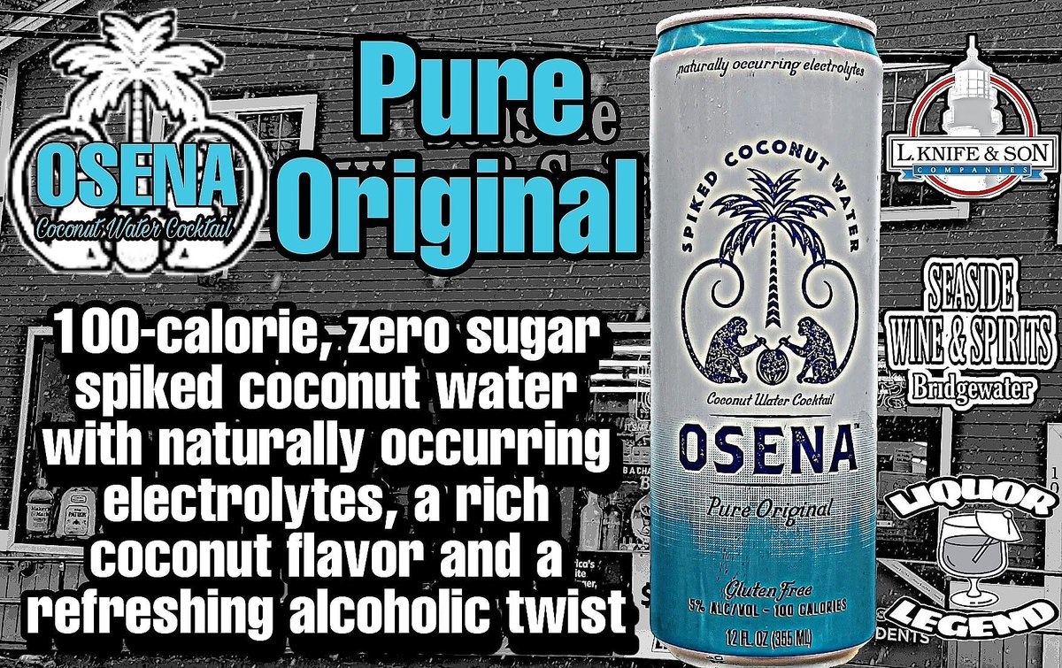 Just Arrived from 
Osena Spiked Coconut Water
Pure Original 100 calorie zero sugar
drinkosena.com #drinkosena #spikedcoconutwater #osenapureoriginal #coconutwater #lknifeandson #SeasideWineAndSpirits #LiquorLegend #TheLiquorLegend #LegendForAReason #TheLegendContiniues
