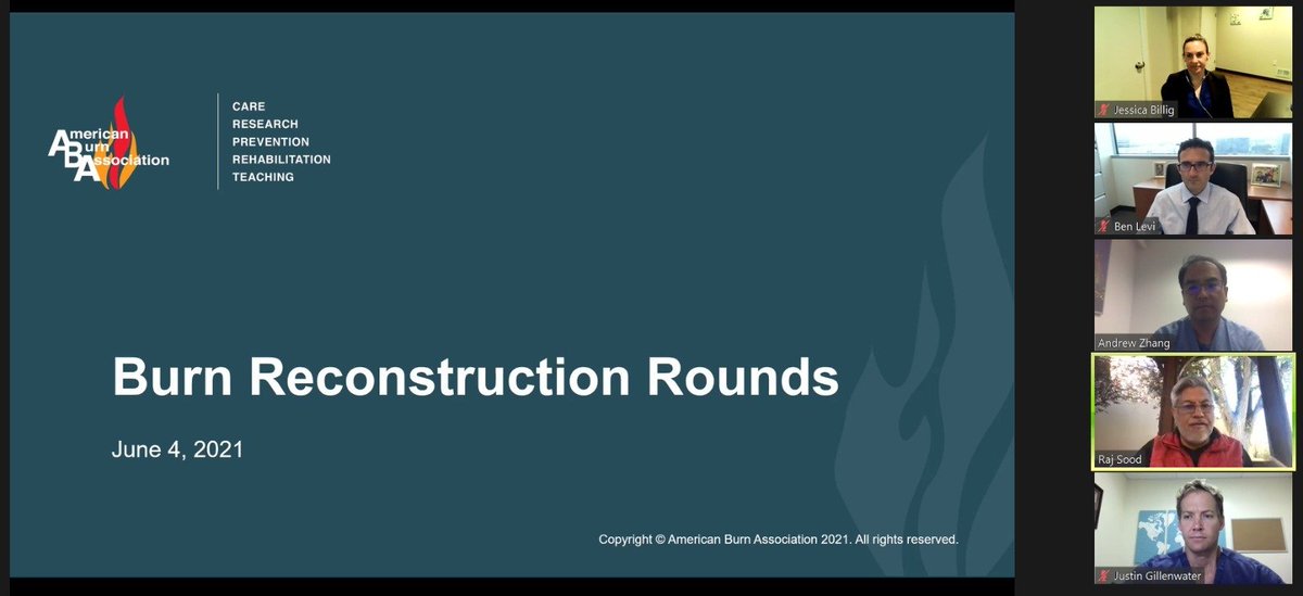 zjcolliermd's tweet photo. Looking forward to a great #BurnRecon Rounds hosted by @Ameriburn w/ panelists @JGillenwaterMD, @BilligJessica, Dr. Andrew Zhang @Parkland, & Dr. Ben Levi @UTSW_Surgery. These open access burn recon rounds are a great way to hear from leading burn surgeons & providers! https://t.co/uO0GjeCSkq