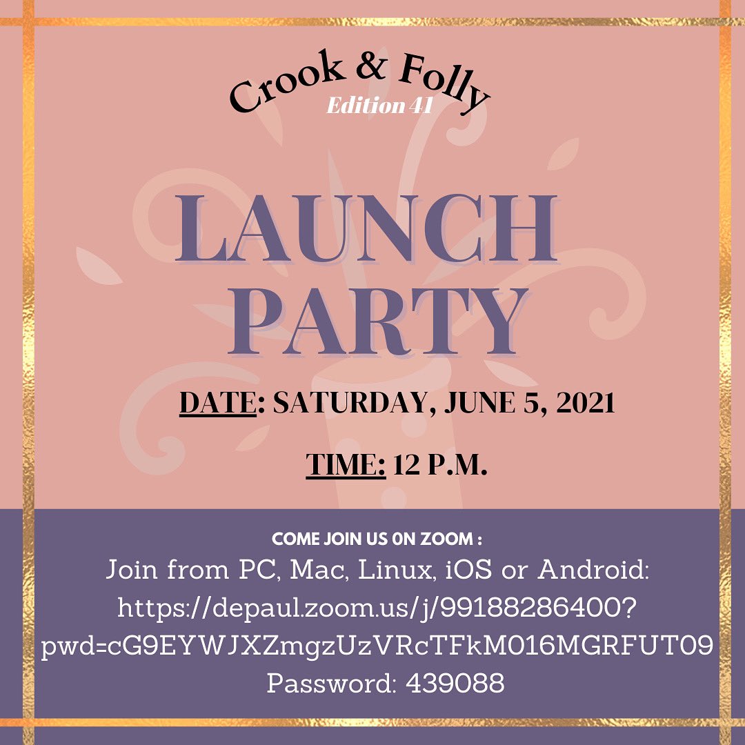 crookandfolly's tweet photo. Join us tomorrow, June 5th at 12pm, to celebrate Edition 41 of the Crook and Folly publication! Can’t wait to see you there! https://t.co/EUvUckkK3n