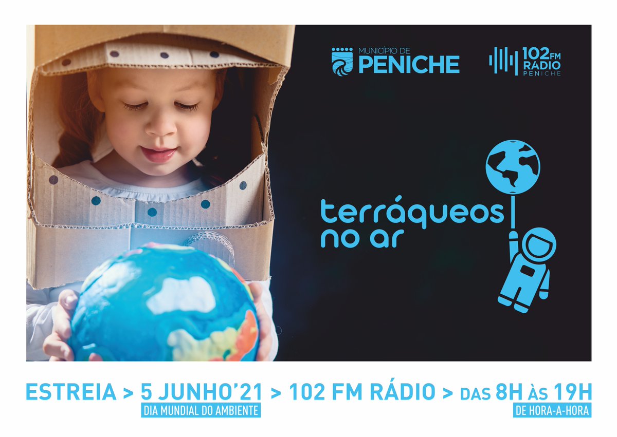 Estreia amanhã > 5 junho 2021 > 102 FM Rádio
#educacao #ambiente #peniche #oeste #Portugal 

"Terráqueos no ar" é um projeto de educação e sensibilização ambiental dinamizado pelo Município de Peniche com a colaboração da 102 FM Rádio.
