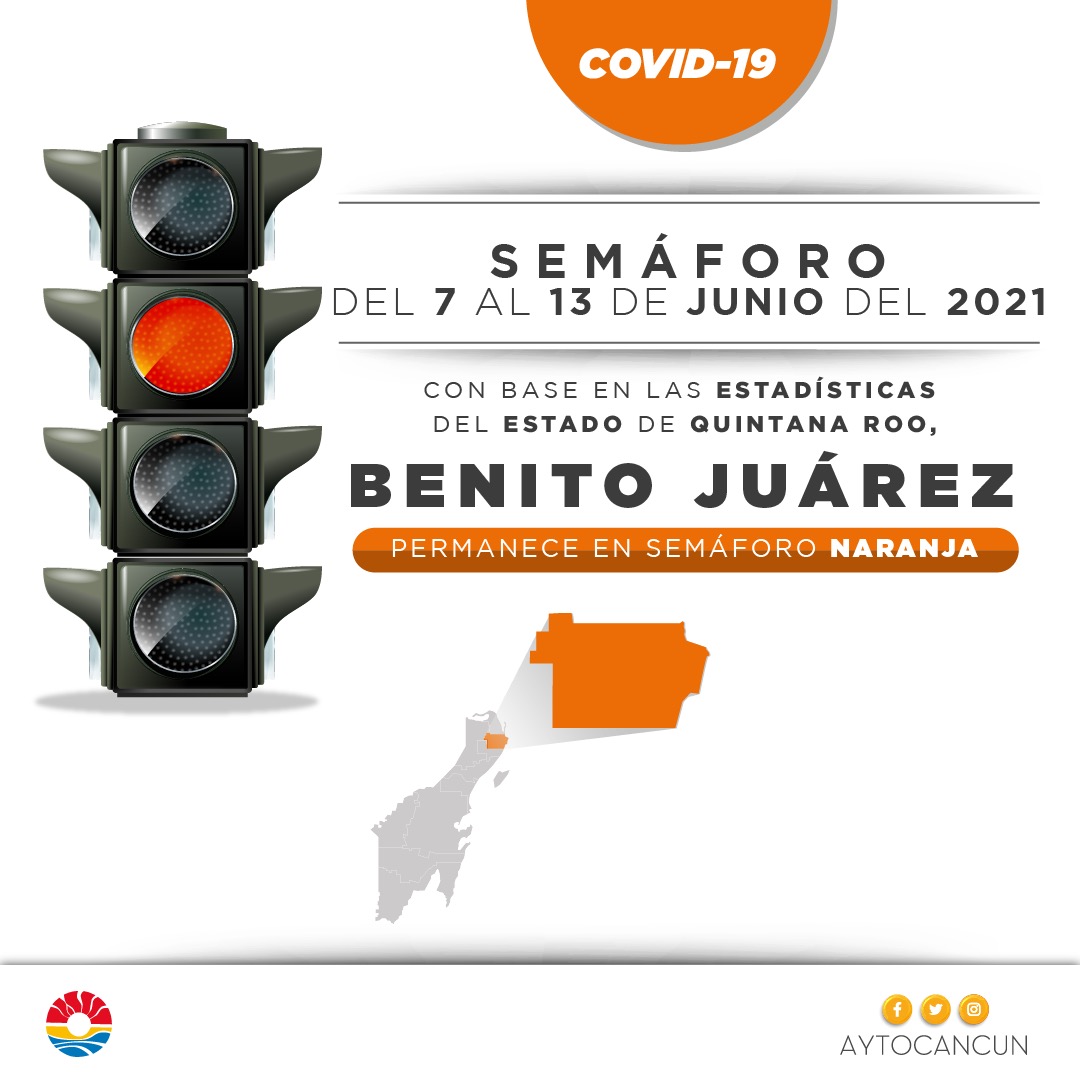 Ayto Benito Juarez On Twitter Benito Juarez Permanece En Semaforo Naranja Del 7 Al 13 De Junio Del 2021 Recordemos Tomar Nuestras Medidas Sanitarias Nuestra Sana Distancia Y Seguir Cuidandonos Https T Co Gvvpifwziv
