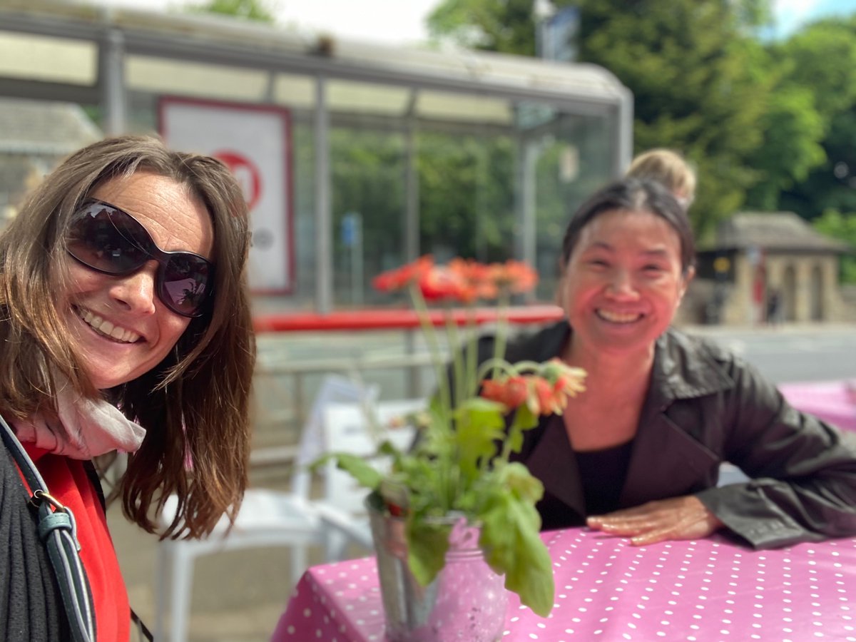 AscendanceDance's tweet photo. First face to face meet up in a while with our wonderful administrator and tech wiz Caroline who hosts all our Zoom sessions.
Feeling a bit giddy about welcoming our participants back next week in our new HYBRID class..
#Hybrid #FridayFeeling #Headingely https://t.co/UCiv3fs4um