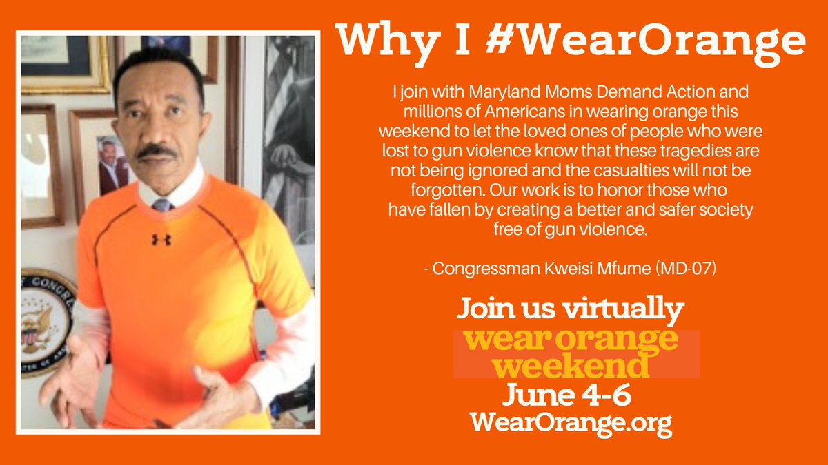 I join with Maryland Moms Demand Action and millions of Americans in wearing orange this weekend ...
#GunViolenceAwarenessDay #WearOrange @MomsDemand