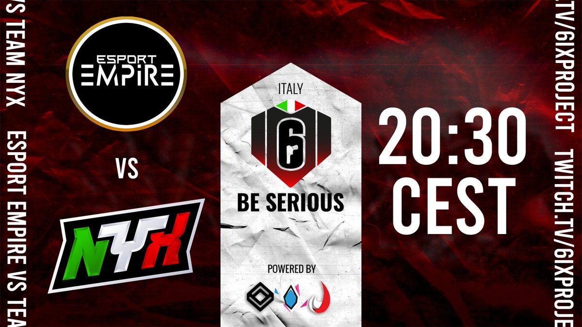 Team NYX (@teamnyx_r6) on Twitter photo Ancora una win? 🙏 Striscia positiva? 🥺🥺
<a href="/EsportEmpire1/">ESPORT EMPIRE</a> vs Team NYX
18:30 - twitch.tv/6ixProject
#R6BeSerious <a href="/piazzaesport/">Piazza Esport</a> @6ixProjectIT Ancora una win? 🙏 Striscia positiva? 🥺🥺
<a href="/EsportEmpire1/">ESPORT EMPIRE</a> vs Team NYX
18:30 - twitch.tv/6ixProject
#R6BeSerious <a href="/piazzaesport/">Piazza Esport</a> @6ixProjectIT