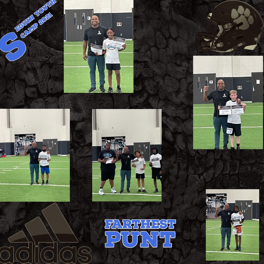 SeguinCougarFB's tweet photo. We would like to recognize our future Cougs who had the furthest punt in each age group! These campers show that they will be future weapons on special teams! π€ππΎ #threeonthree #SouthSide #SeguinNation #Family https://t.co/Z1uxgCBN2O