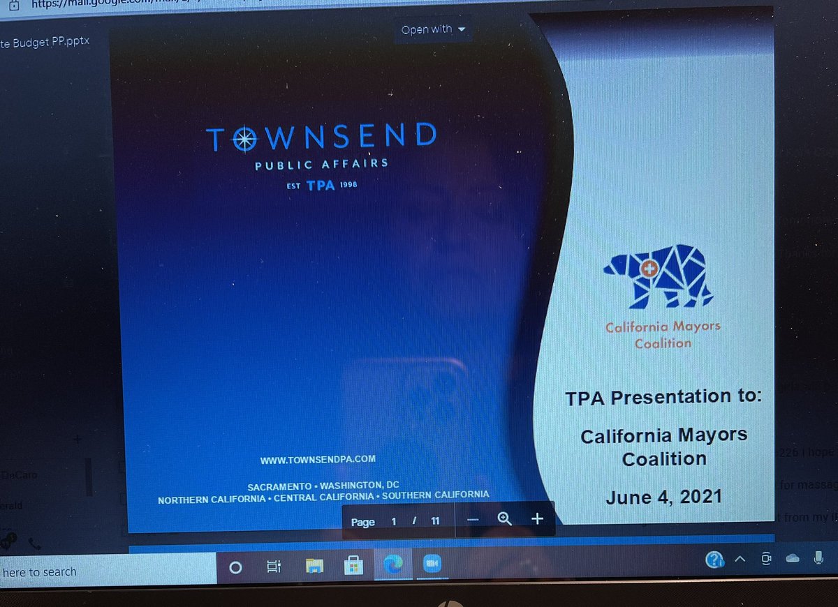 CAMayors's tweet photo. @CAMayors is happy to have @TownsendPA1 present the Governor’s Budget Proposal and their insights to today’s CMC zoom participants! @BethHaneyDNP @geoffkors @SeanMcReynolds https://t.co/OvoatbWaQc