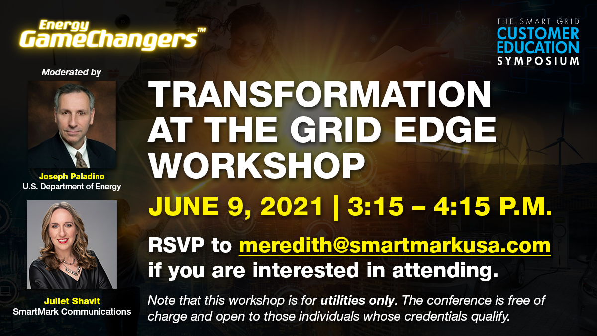 SmartEnergyIP's tweet image. Calling all utility professionals interested in collaborating with the Department of Energy on Grid Modernization and Innovation. Don&apos;t miss this workshop at The Smart Grid Customer Education Symposium next week!