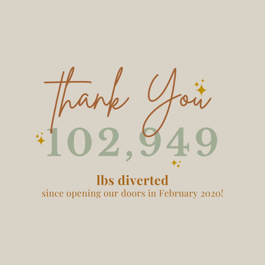 Since opening our doors in February 2020, we have diverted 102, 949 lbs of food scraps and other organics from the landfill!! Thank you so much to our customers, we are beyond grateful for your support 💚  #farmtoforktofarm #regenerativeagriculture