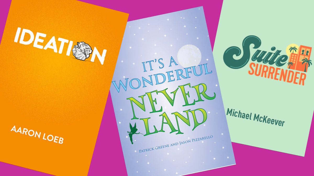 playscripts's tweet image. It's #FreeReadFriday! 🎉 Enjoy these plays with the #linkinbio.

SUITE SURRENDER by Michael McKeever | Farce | 5 F, 4 M

IT'S A WONDERFUL NEVERLAND by Jason Pizzarello and Patrick Greene | Comedy | 4 F, 4 M, 12 any

IDEATION by Aaron Loeb | Comic Thriller | 1 F, 4 M