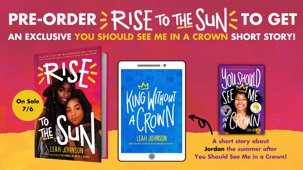 ✨PRE-ORDER GIVEAWAY! ✨ 

We can't WAIT for RISE TO THE SUN by <a href="/byleahjohnson/">Leah Johnson</a> to be here on 7/6! ☀️ Pre-order the book to get an exclusive short story about Jordan the summer after YOU SHOULD SEE ME IN A CROWN! 

Upload your receipt here! ➡️ bit.ly/3vWxaVc