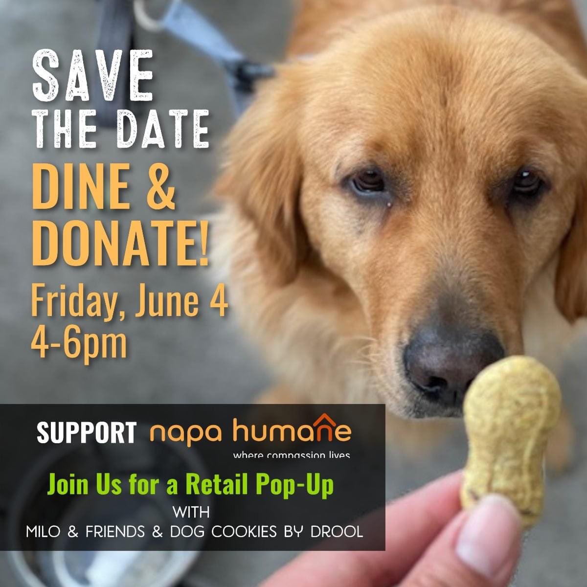 NapaHumane's tweet photo. Todayβs the day! Join us at @SouthsideNapa w/ #MiloandFriends & @drooldogcookies for a Dine & Donate and Retail Pop-Up benefitting #NapaValley's pets!
(Cont.) https://t.co/ysyuHFndY3