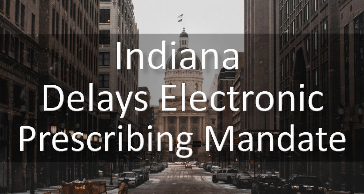 MDToolboxRx's tweet photo. Indiana has delayed their EPCS mandate until January 1, 2022!  See our Indiana ePrescibing page for more info: https://t.co/rANMW2mYBk, or our State Map page for mandate information across the nation: https://t.co/LWVJHeO7yX. https://t.co/4DXNdLstFB