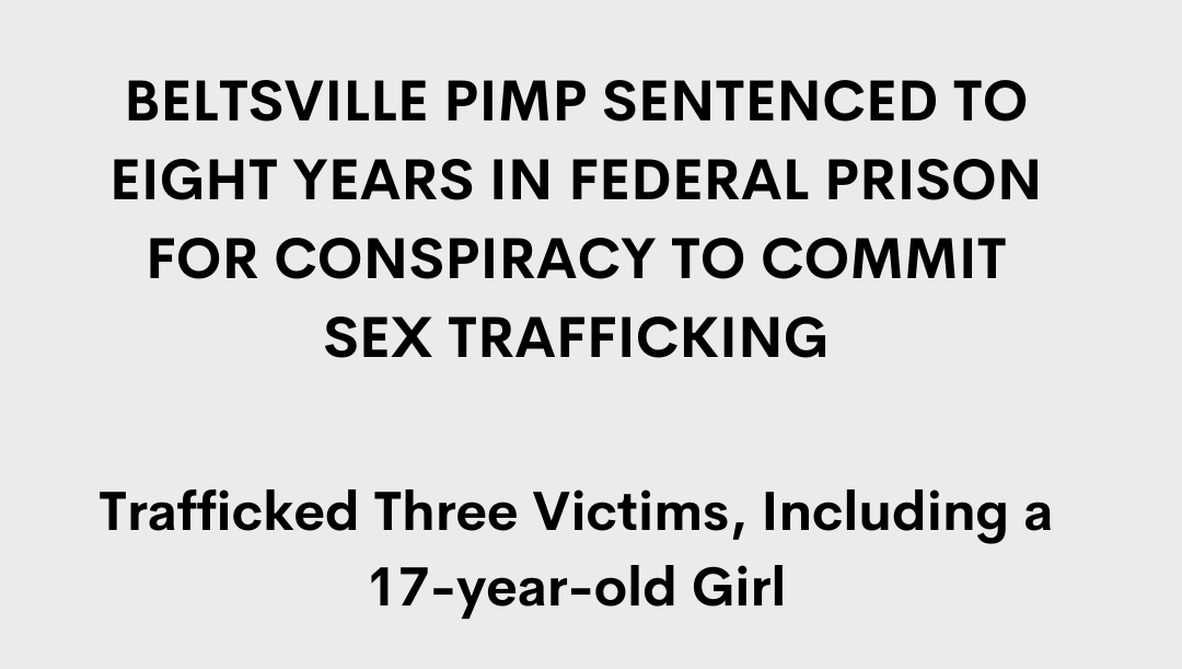 AramintaFreedom's tweet photo. "U.S. District Judge George L. Russell, III sentenced Kamal Dorchy, age 46, of Beltsville, Maryland, yesterday to eight years in federal prison, followed by 15 years of supervised release, for conspiracy to commit sex trafficking."⁠
https://t.co/hX2cqOdqrd      ⁠
⁠ https://t.co/p0Dy7r8Z32