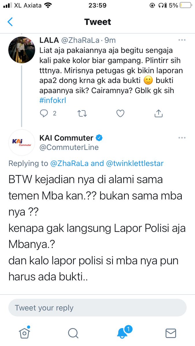twinklettlestar's tweet photo. Temen gue posting kalo temennya kena pelecehan seksual di commuterline. Begini tanggapain admin @CommuterLine . Sucks
Udah dihapus, takut dipecat kali😒 https://t.co/ZzWMxHvfO7