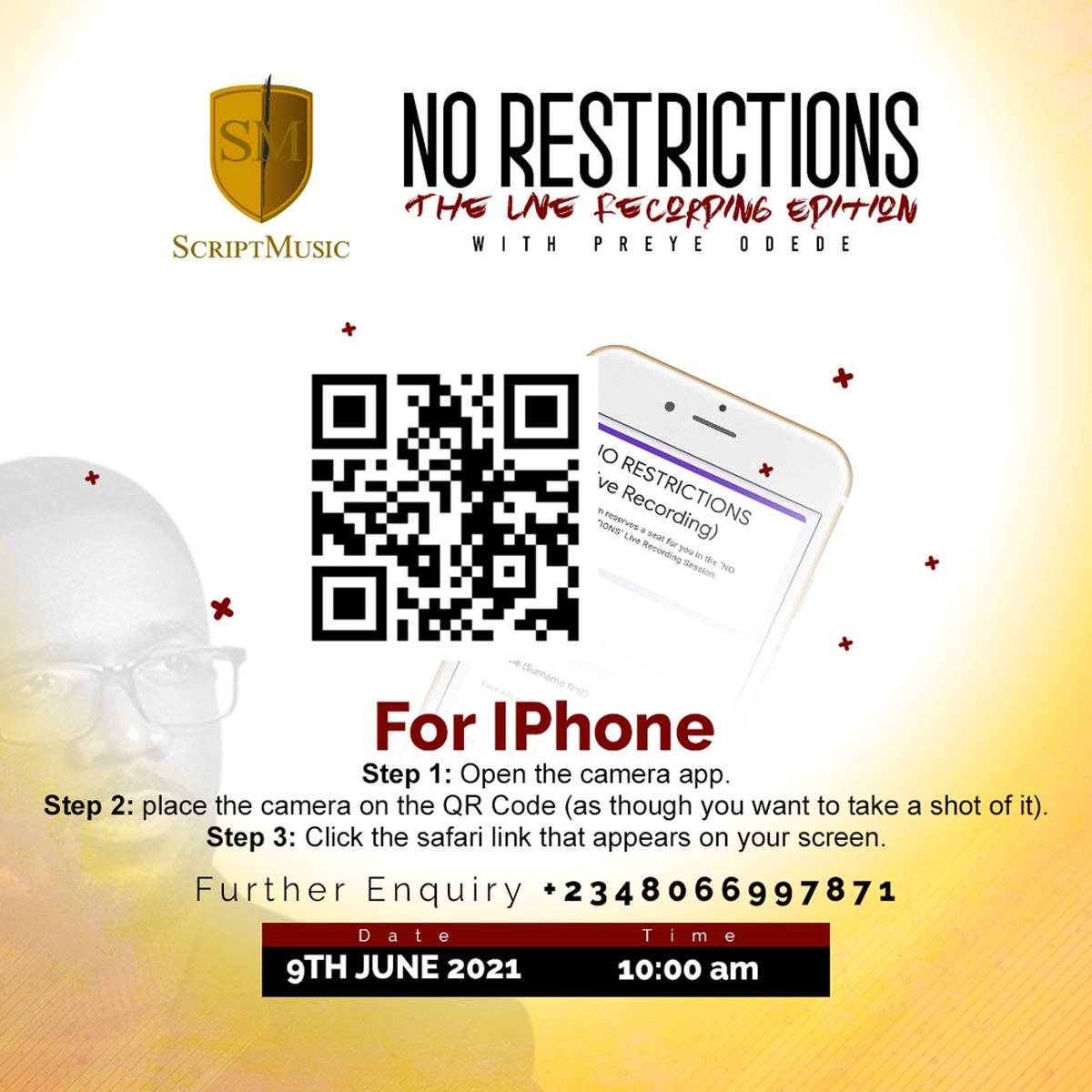 scriptmusicng's tweet image. Having troubles trying to register for the "NO RESTRICTIONS" Live recording edition, here's a quick and simple tip to aid you.
.
Kindly swipe through to see 👉🏾
.
#scriptmusic #musicsessions #musicproduction #rehearsalstudio #norestrictions #liverecording #newedition