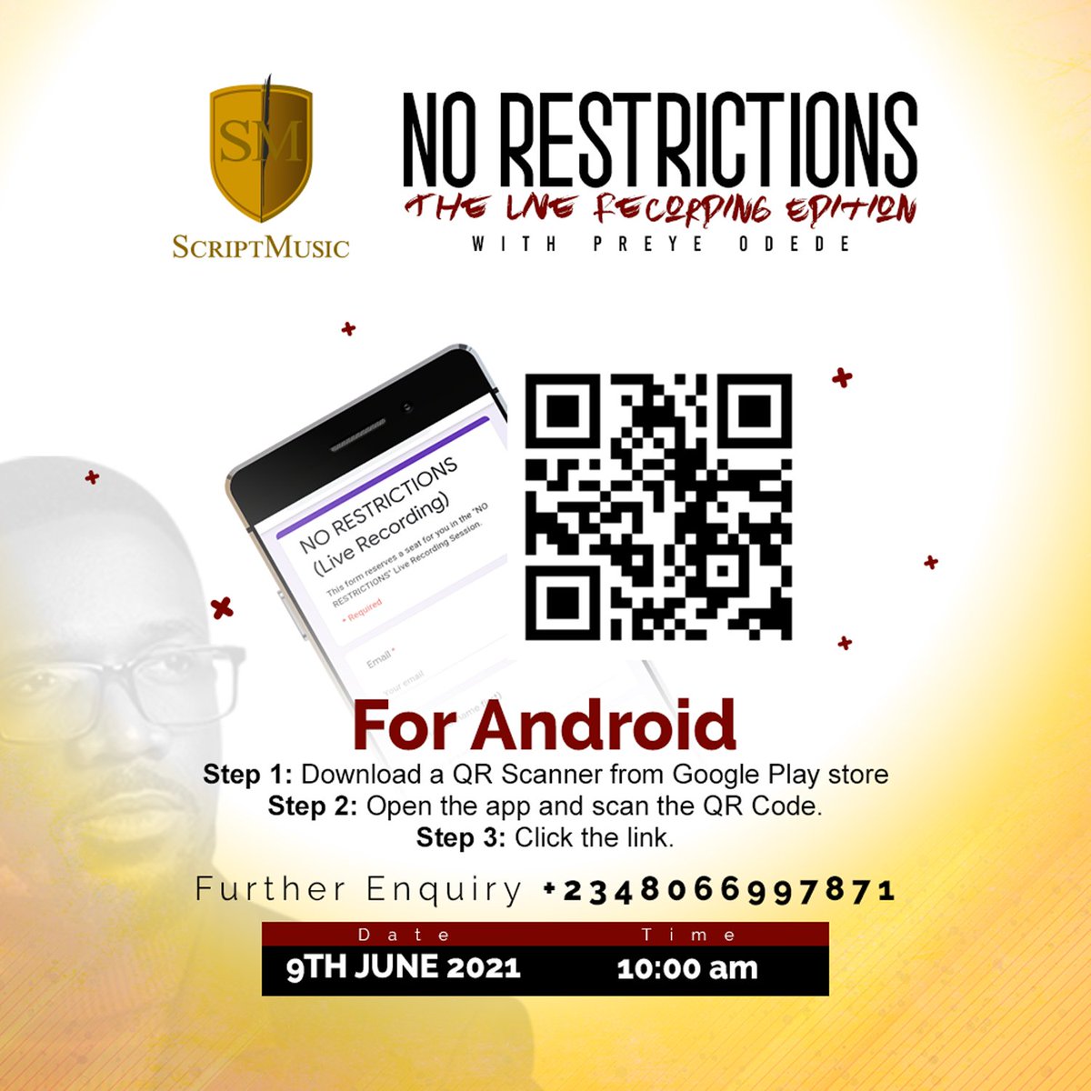 scriptmusicng's tweet image. Having troubles trying to register for the "NO RESTRICTIONS" Live recording edition, here's a quick and simple tip to aid you.
.
Kindly swipe through to see 👉🏾
.
#scriptmusic #musicsessions #musicproduction #rehearsalstudio #norestrictions #liverecording #newedition