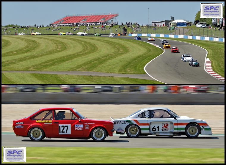 spcphotomedia's tweet photo. Some letterbox crops of the #CSCC #SpecialSaloons and #Modsports from #DoningtonPark as Andy Southcott leads the field down the #CranerCurves on lap 1 of race 1 meanwhile Joe Ward in #BabyBertha holds off Pantelis Christoforou's #Mk2Escort early in race 2. https://t.co/I3bKL58TYd