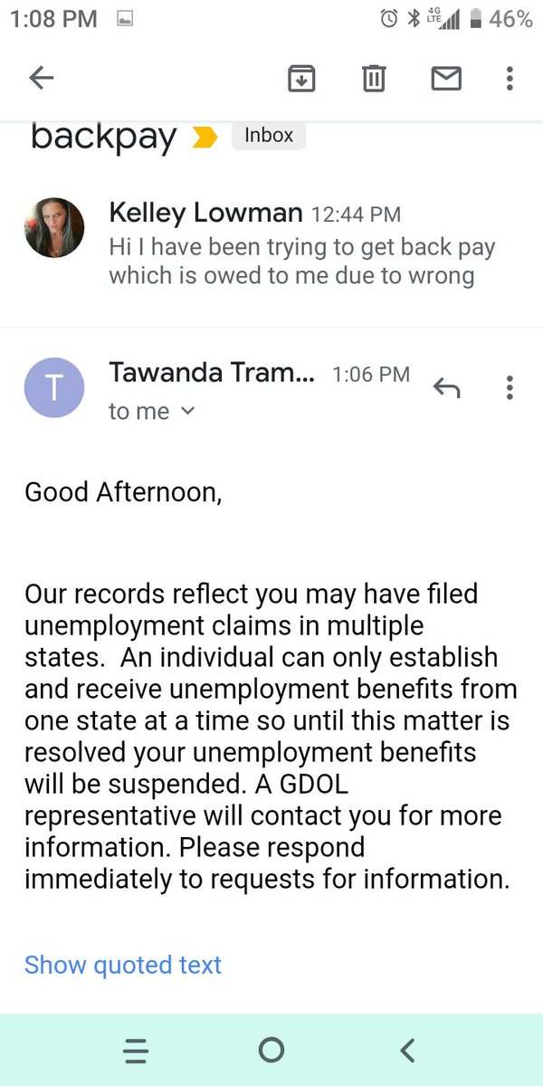 kell_kell12's tweet photo. @NDawling @MarilynDSMITH5 @GeorgiaDOL Just got this bullshit email. I never been to another state. https://t.co/H7KcqOvRD3
