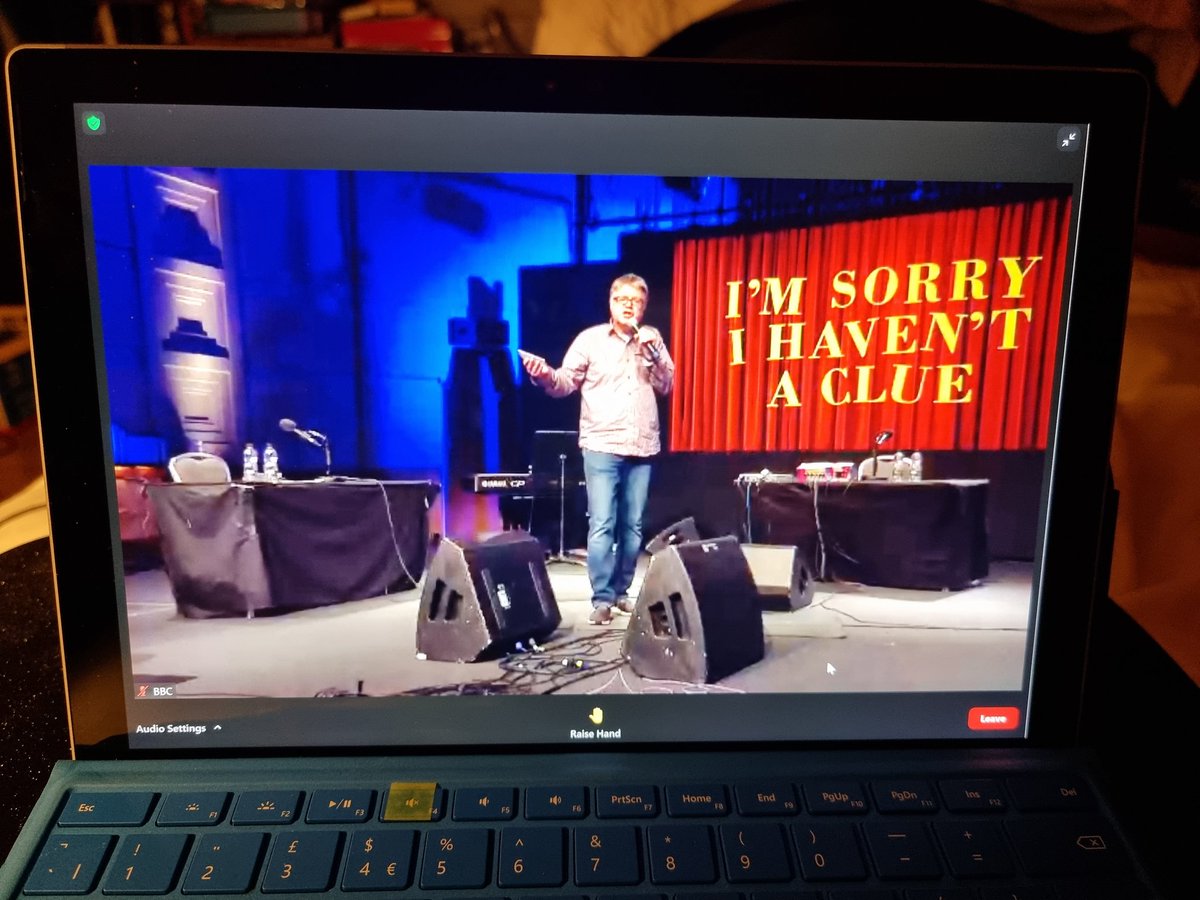 A fun evening of #ISIHAC, from the comfort of home. I'm an audience of one, amongst many, apparently solitary laughter and applause are encouraged.