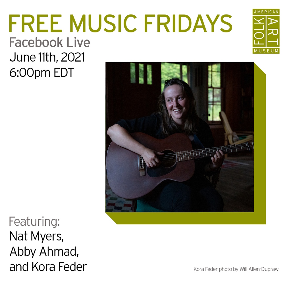 The American Folk Art Museum (@folkartmuseum) on Twitter photo Free Music Fridays Facebook Live returns June 11th from 6-7:30 pm. The evening features performances by @Natmyersyall, <a href="/abbyahmad/">Abby Ahmad</a>, and <a href="/korafeder/">Kora Feder</a>, and is hosted by @laraewen. Your donation and RSVP are gratefully appreciated.
Register: eventbrite.com/e/151591226439
#AFAM Free Music Fridays Facebook Live returns June 11th from 6-7:30 pm. The evening features performances by @Natmyersyall, <a href="/abbyahmad/">Abby Ahmad</a>, and <a href="/korafeder/">Kora Feder</a>, and is hosted by @laraewen. Your donation and RSVP are gratefully appreciated.
Register: eventbrite.com/e/151591226439
#AFAM