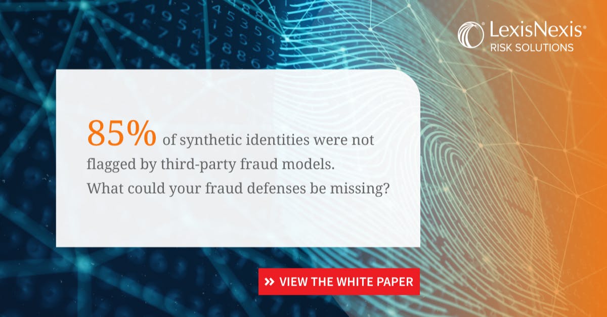 WKuptz's tweet photo. 85% of synthetic identities were not flagged by third-party fraud models. I work for LexisNexis Risk Solutions. https://t.co/7livCP7nE8 https://t.co/5TWhHwhsHZ