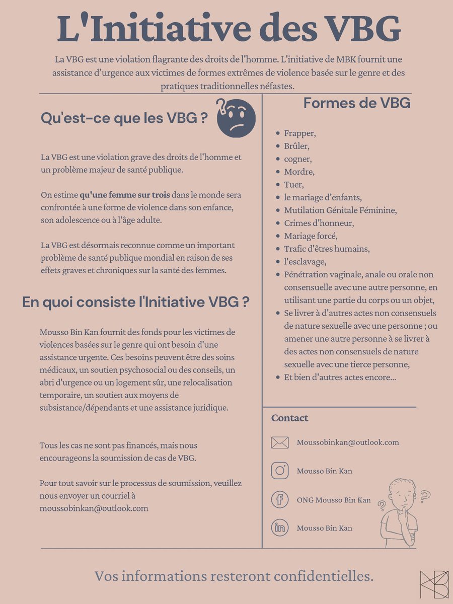 ongmbk's tweet photo. Joyeux Vendredi ! Comme nous approchons de la fin de la semaine, nous aimerions vous présenter l'initiative VBG ! Cette initiative aura pour but d'aider les victimes de VBG ! Veuillez contacter MBK pour en savoir plus sur le processus de soumission.

#cotedivoire https://t.co/VyE8TbbhEN
