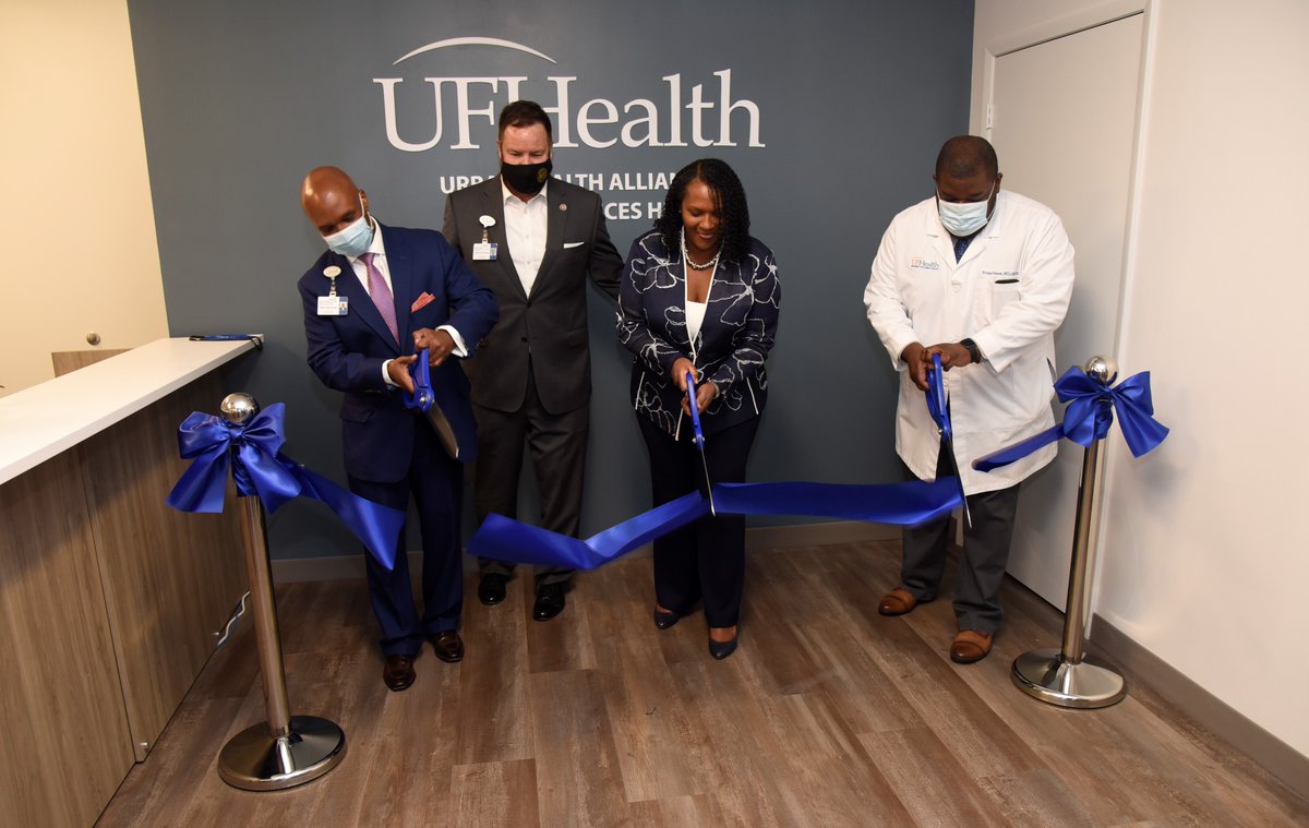 Dr. Haley, Florida senator Aaron Bean, Ann-Marie Knight and Dr. Ross Jones officially cut the ribbon on the UF Health Urban Health Alliance.
