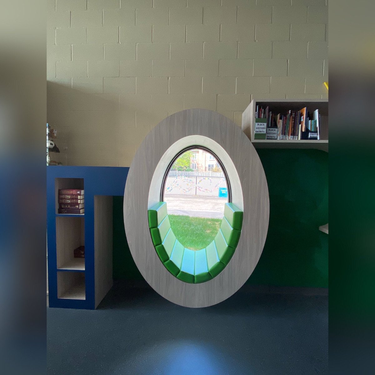 The child care addition &amp; new library is complete at St. Michaels CES. We are loving the library's STORY wall, complete with the comfy window to the world and lego wall. We can't wait for the students to see their new space in September! <a href="/StMichaelHCDSB/">St. Michael School</a>  <a href="/HCDSB/">Halton Catholic DSB</a>