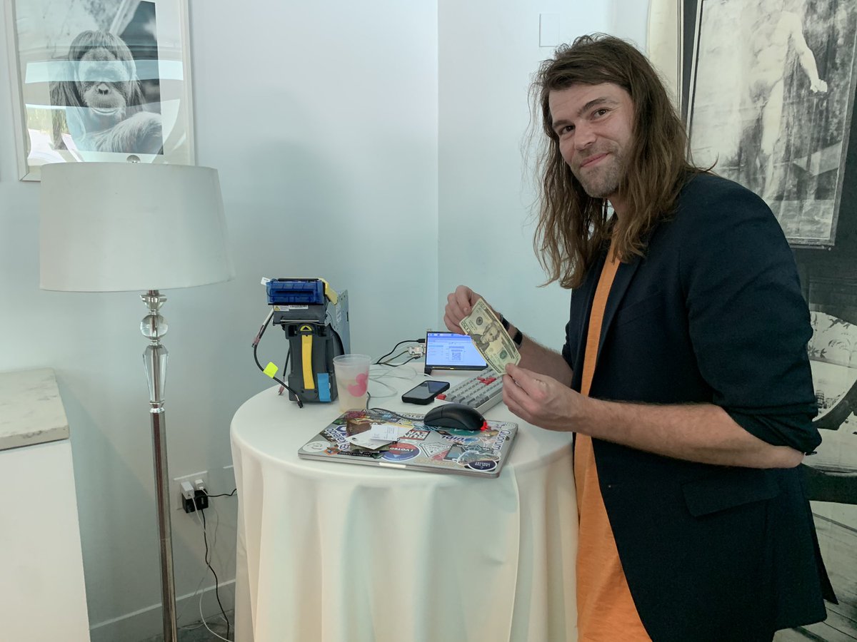 .<a href="/chews/">Chris Hughes</a> demo’ing Celo/ Ethereum ATMs of the future...