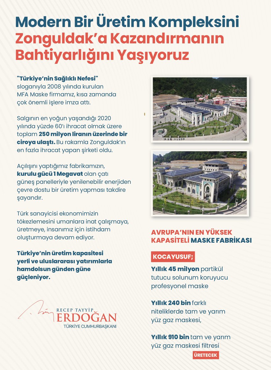 RTErdogan's tweet photo. Türk sanayicisi, ekonomimizin tökezlemesini umanlara inat çalışmaya, üretmeye, insanımız için istihdam oluşturmaya devam ediyor.

Türkiye’nin üretim kapasitesi yerli ve uluslararası yatırımlarla hamdolsun günden güne güçleniyor. https://t.co/WNiYguNKRE