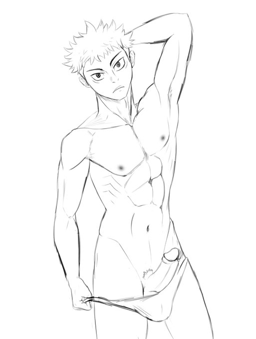 Quick sketch of Itadori. Maybe I'll finish it and color it in at a later date :D #JujutsuKaisen #yaoi