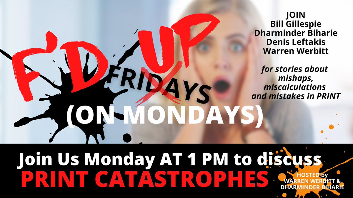 This Monday, join us for some frank talk about #print mishaps, miscalculations and mistakes. The whats, whys and how-not-to-do-it-again kind of talk... JOIN Dharminder and me! Link : youtube.com/watch?v=CrFkGS…