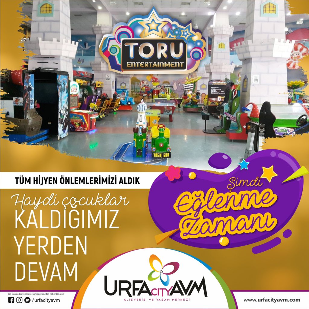 UrfaCityAVM's tweet photo. #eglence Tüm hijyen önlemleri ile birlikte eğlence kaldığı yerden devam ediyor. Toru eğlence dünyası Urfa City AVM’de sizleri bekliyor.

#toruentertainment #eğlence https://t.co/9J66CdnC33