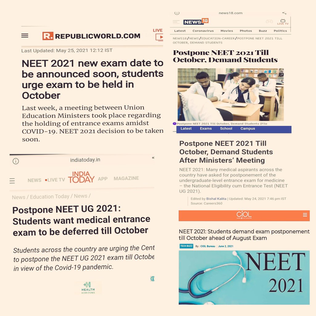 $ (@aspiringmedico_) on Twitter photo Respected <a href="/narendramodi/">Narendra Modi</a> ji , we NEET UG Aspirants are continuously demanding for postponement of #NEET_UG till October. Please take a bold decision for the safety of young students as you took in case of cbse 12th exam.
#ModijiPostponeNEETUG #PostponeNEETUG2021 Respected <a href="/narendramodi/">Narendra Modi</a> ji , we NEET UG Aspirants are continuously demanding for postponement of #NEET_UG till October. Please take a bold decision for the safety of young students as you took in case of cbse 12th exam.
#ModijiPostponeNEETUG #PostponeNEETUG2021