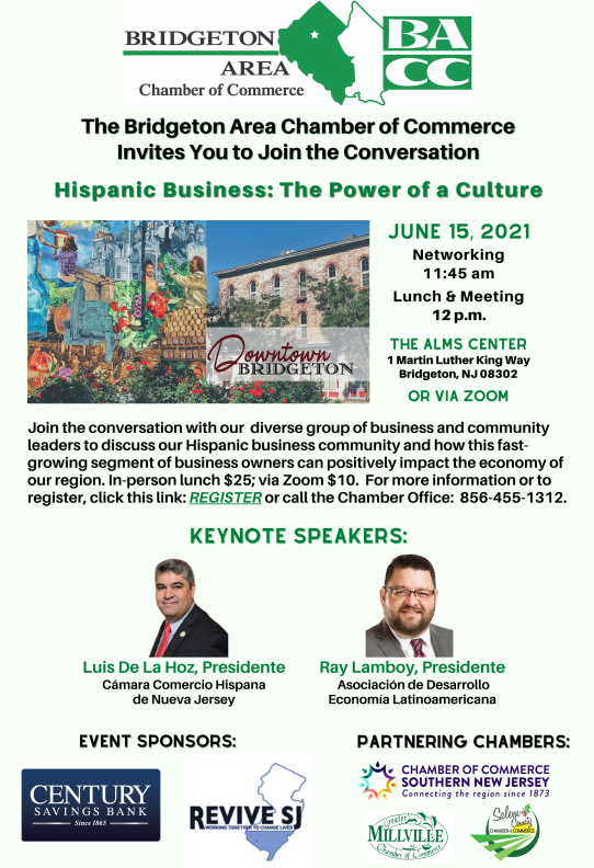 BACCNJ's tweet photo. Hispanic Business: The Power of a Culture! Join the conversation at the Bridgeton Area Ch... https://t.co/VzEWqi7ND5 https://t.co/b75sMDjwkD