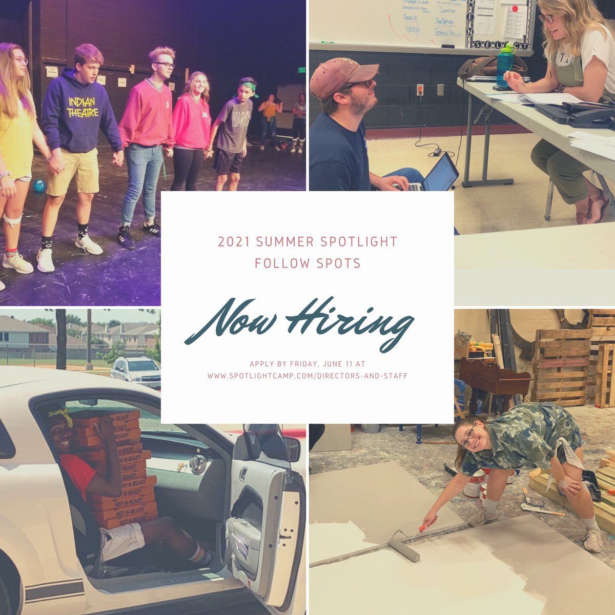 spotlightcamp's tweet photo. We are looking for KISD graduates to join our team this summer! If you are interested in being a camp counselor (or Follow Spot!) at Summer Spotlight, please fill out an application at https://t.co/lsUxxhwlNR by June 11! https://t.co/oyi0w0eSpO