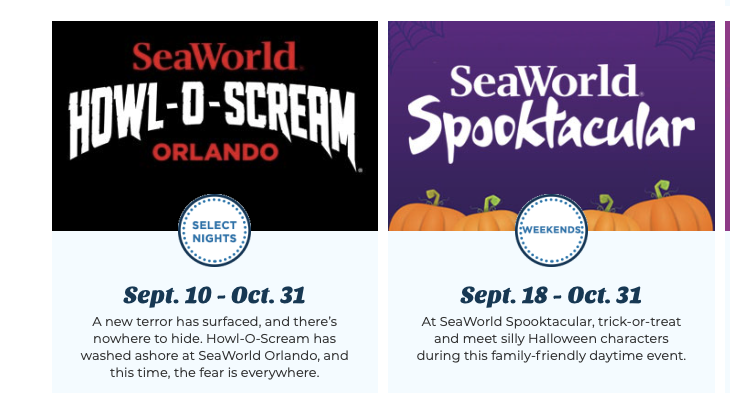 SeaWorld Orlando Howl-O-Scream and Spooktacular dates