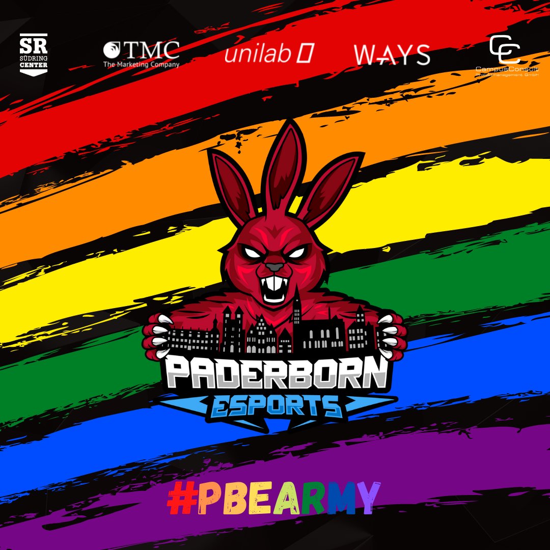 eSportPaderborn's tweet photo. Im Leben braucht es oft eine Menge Mut man selbst zu sein – nicht bei uns!

Die #PBEArmy lebt Toleranz, Vielfältigkeit und Selbstbewusstsein, damit Du genauso sein kannst, wie Du bist.

Und darauf sind wir stolz: 
Proud this month and every other month!

#pridemonth #pbe https://t.co/zDXrMKawzc