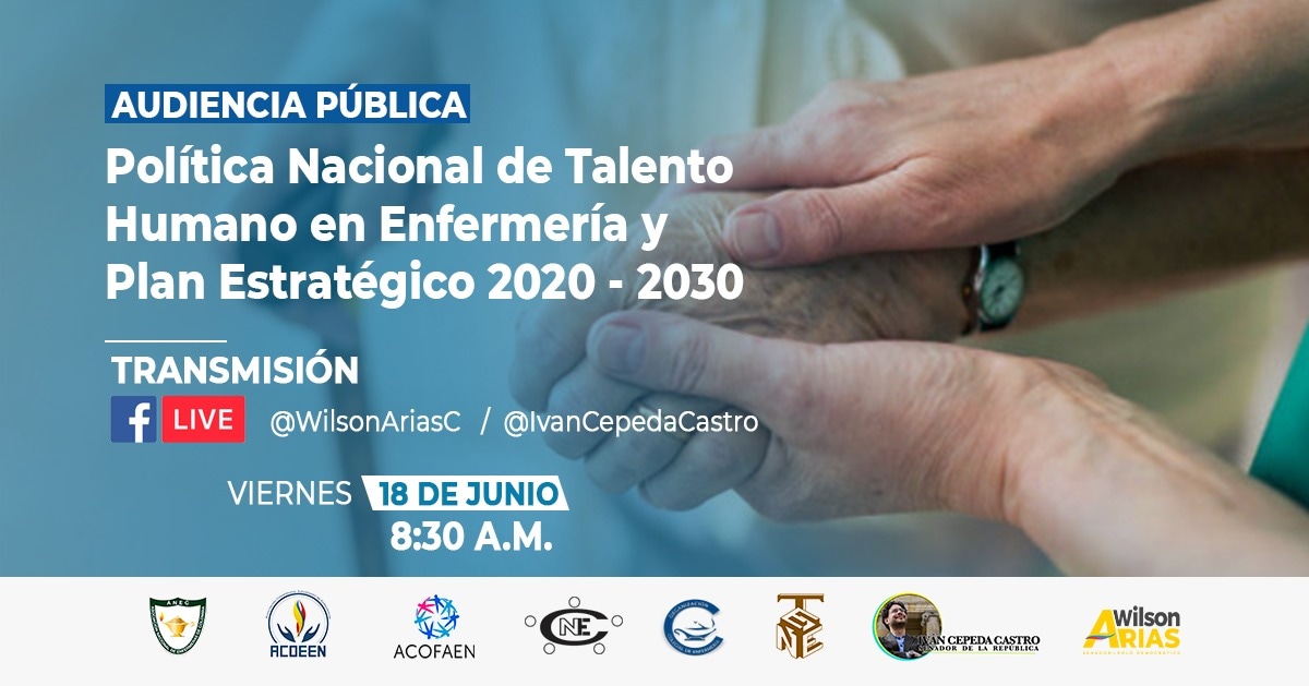ACOEEN_Oficial's tweet photo. La ACOEEN extiende la invitación a participar en la Audiencia Pública sobre la Política Nacional de Talento Humano en Enfermería y Plan Estratégico 2020-2030, acompáñanos y comprometamonos con el reconocimiento y desarrollo de nuestra disciplina.

#ACOEEN 
#ANEC 
#ACOFAEN 
#CTNE https://t.co/JP5lo3CJvf