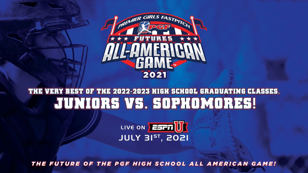 PGFnetwork's tweet photo. We are proud to announce the brand new inaugural PGF FUTURES All American Game! Set to showcase the best underclassmen in the country! Check out the watchlist! https://t.co/zLt9pDdQTD @ESPNU @EastonFastpitch @RawlingsSB @thegluvclothing @Ringor @ExtraInningSB @FloSoftball https://t.co/FgnL6Uff8L
