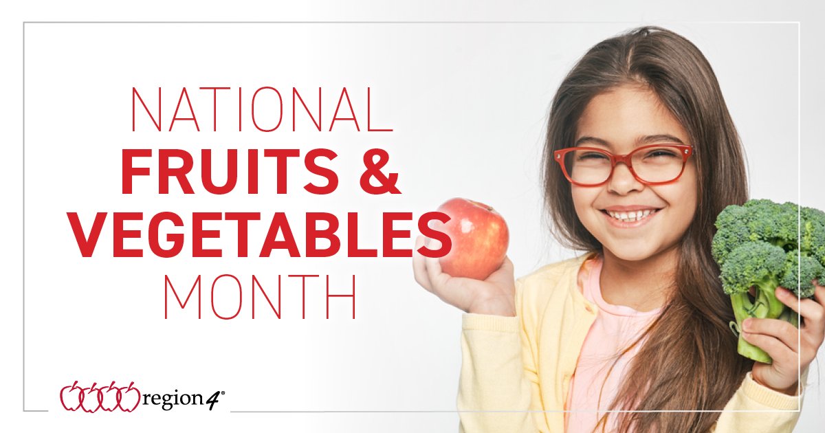 Region4ESC's tweet photo. June is National Fruit and Vegetables Month. Help students learn about the value of eating fruits and vegetables with the USDA’s MyPlate Fruit and Vegetable Flash Cards: https://t.co/CZNCAuRF2E https://t.co/gnZQOqYKB4