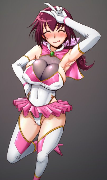 なんとなく描きたくなったので。キュアな感じではない変身スーツっぽいの。このくらいのラフさなら2～3時間くらいで描けるし十分な気もする。数を描いていきたいので、つい時間かけちゃう癖を今度こそ直したい。 