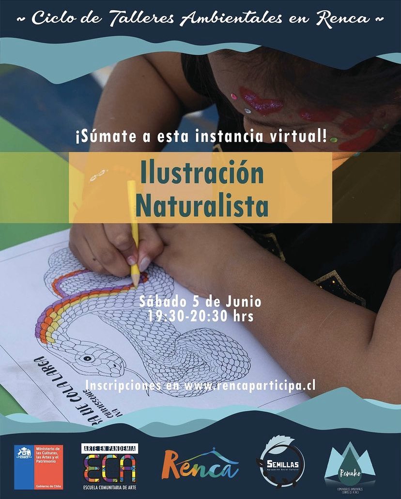 No te pierdas este interesante taller sobre Ilustración Naturalista que tendremos este sábado a las 19:30 horas. Ingresa a rencaparticipa.cl y podrás ser parte de esta entretenida sesión de fin de semana. Te esperamos! #EnRencaSomosCultura <a href="/Muni_Renca/">Municipalidad Renca</a> <a href="/cn_castro/">Claudio Castro Salas</a>