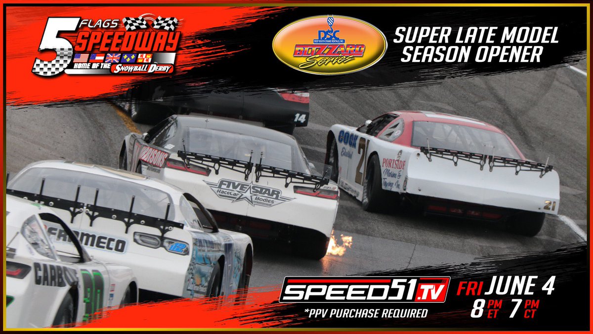 Tonight, a field of 36 drivers will be competing in the Blizzard Series opener at Five Flags Speedway, kicking off the road to the Snowball Derby in December.  Tonight’s event is 100 laps.  We will be live on Speed51.tv at 8 PM CT/7 PM CT.