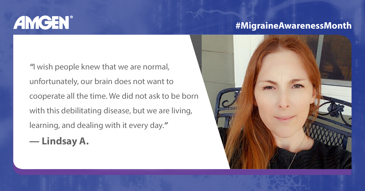 June is Migraine &amp; Headache Awareness Month. As a person living with migraine, Lindsay shares how challenging it can be. Please RT to help raise awareness and show your support to those living with #migraine this month #MigraineAwarenessMonth 💜