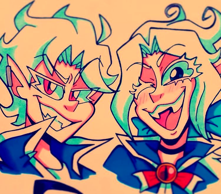 Lanth_art's tweet photo. Sometimes you just want to draw your oc's as Mairimashita Iruma-Kun characters ✌💙

#originalcharacters #ocs #PaperDate #Kuro #Cecil #Reed #Allen #Dry #Lotse #Fran #Grey #sketch #sketchbook #doodles https://t.co/KTQX2N3KYS