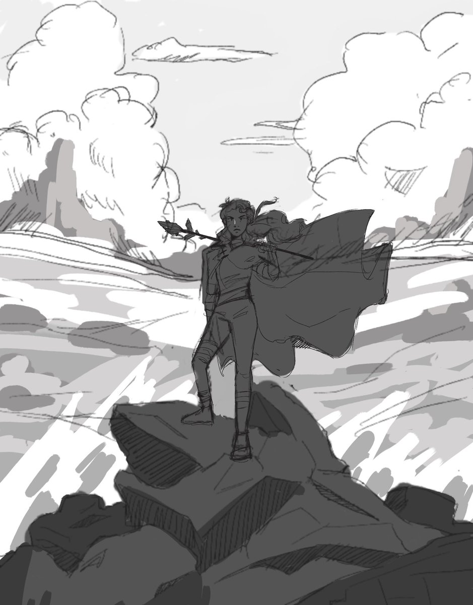 Repurposed an old parody sketch of wonderer above a sea of clouds into oc art